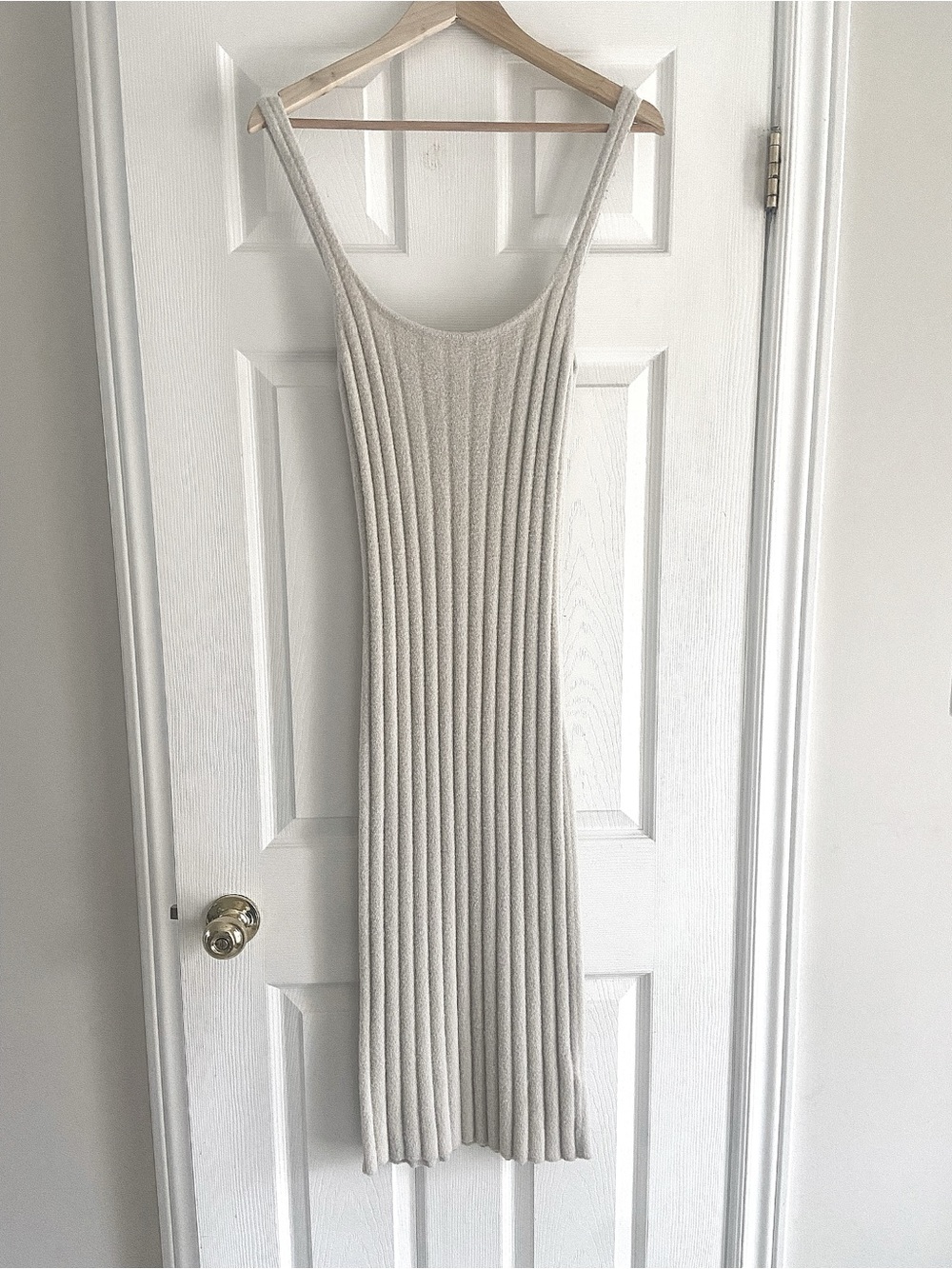 Wilfred Free | Ribbed Knit Midi Tank Dress in cream colour